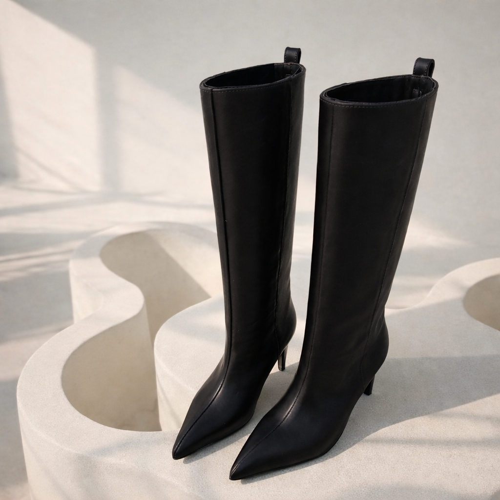 ქალის ტყავის ჩექმა