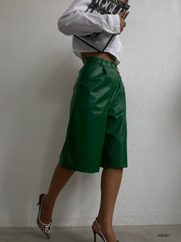 Long on sale leather shorts